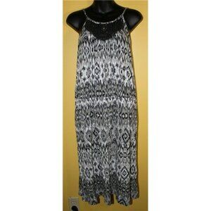 NWT Lane Bryant 22/24 Ikat Knee Length Knit Dress Sleeveless 3x Front Beads